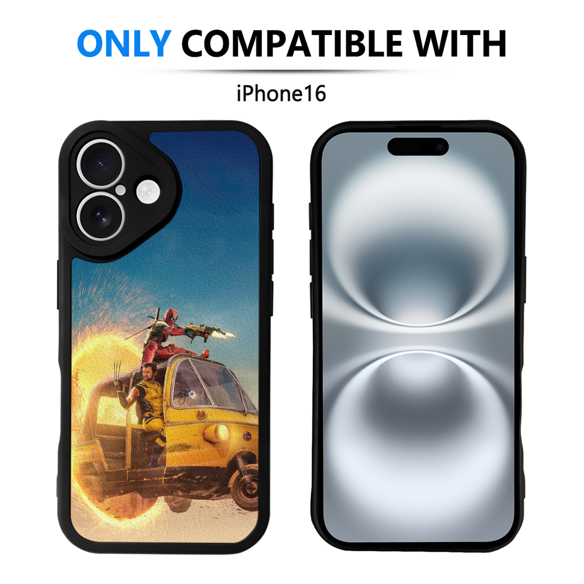 （画像用） Deadpool デッドプール 【iPhone 16シリーズ対応】シリコンスマホケース（レザー調） 材質：シリコン